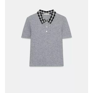 Zara Polo With Jeweled buttons and Plaid Collar